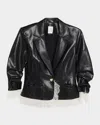 Cinq À Sept Lace-trim Vegan Leather Blazer In Black