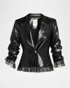 Cinq À Sept Lace-trim Vegan Leather Blazer In Black