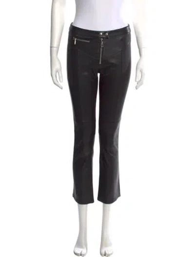 Pre-owned Cinq À Sept Lamb Leather Flared Pants In Black