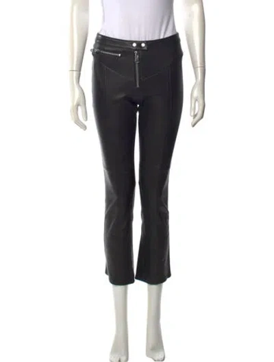 Pre-owned Cinq À Sept Lamb Leather Straight Leg Pants In Black