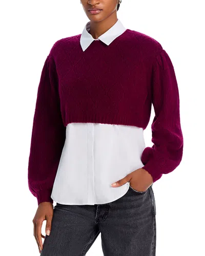 Cinq À Sept Cinq A Sept Landry Diamond Knit Cropped Sweater In Star Apple/white