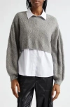 Cinq À Sept Landry Layered Sweater In Gray