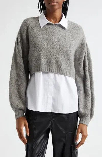 Cinq À Sept Landry Layered Sweater In Gray