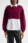 Cinq À Sept Cinq A Sept Landry Diamond Knit Cropped Sweater In Star Apple/white
