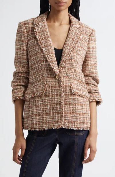 Cinq À Sept Larissa Khloe Tweed Blazer In Brown