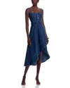 Cinq À Sept Larsa Belted Sleeveless Asymmetric Denim Midi Dress In Blue