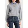 Cinq À Sept Lavina Jewel Embellished Sweatshirt In Gray