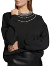 Cinq À Sept Layered Necklace Brandy Pullover Sweater In Black In Black
