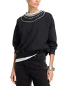 Cinq À Sept Cinq A Sept Layered Necklace Embellished Sweater In Black