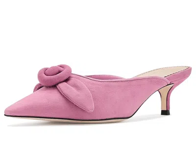 Cinq À Sept Layla Suede Kitten Heels Mule Women's Shoes Smoky Lilac: 7 M In Pink