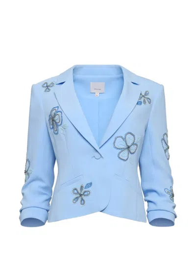 Cinq À Sept Le Petit Khloe Beaded-flowers Jacket In Blue
