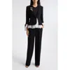 Cinq À Sept Le Petit Roxie Crystal & Imitation Pearl Detail Jacket In Black/ivory