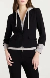 Cinq À Sept Le Petite Khloe Zip-up Hoodie Blazer In Black