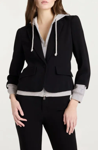 Cinq À Sept Le Petite Khloe Zip-up Hoodie Blazer In Black