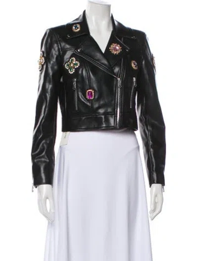 Pre-owned Cinq À Sept Leather Biker Jacket In Black