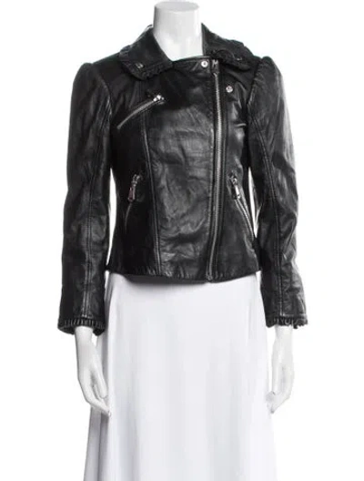 Pre-owned Cinq À Sept Leather Biker Jacket In Black