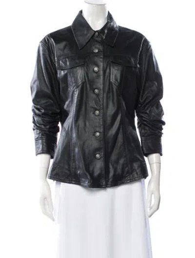 Pre-owned Cinq À Sept Leather Biker Jacket In Black