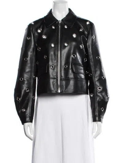 Pre-owned Cinq À Sept Leather Biker Jacket In Black
