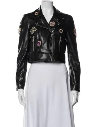 Pre-owned Cinq À Sept Leather Biker Jacket In Black