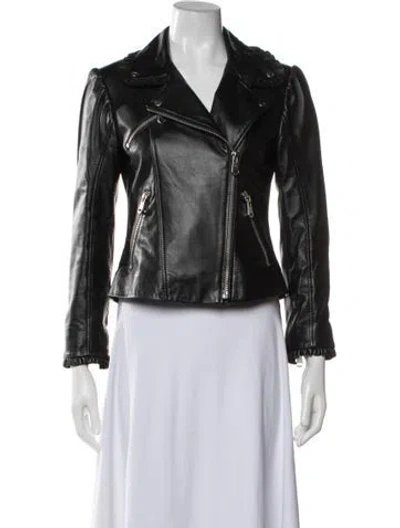 Pre-owned Cinq À Sept Leather Biker Jacket In Black