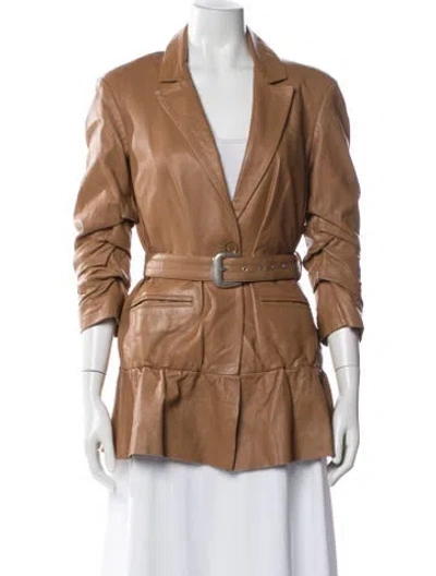 Pre-owned Cinq À Sept Leather Blazer In Brown