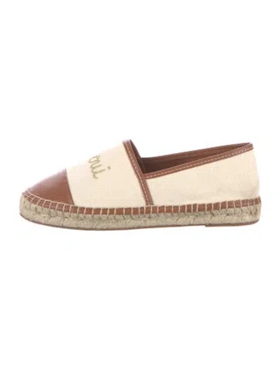 Pre-owned Cinq À Sept Leather Colorblock Pattern Espadrilles In Neutral