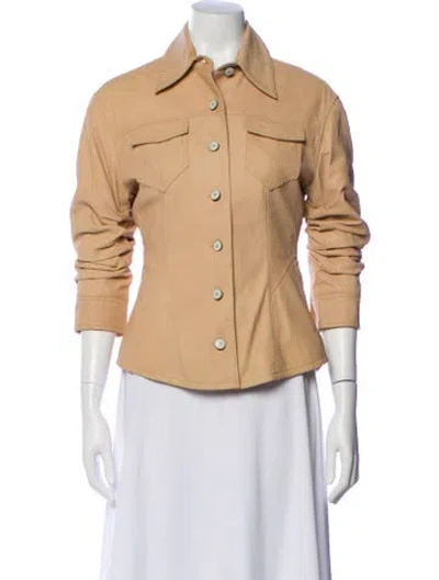 Pre-owned Cinq À Sept Leather Denim Jacket In Neutral