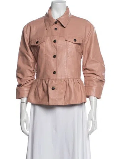 Pre-owned Cinq À Sept Leather Jacket In Pink
