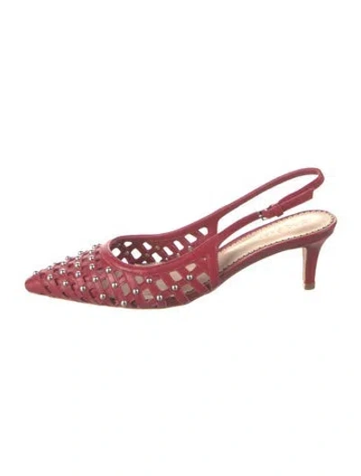 Pre-owned Cinq À Sept Leather Slingback Pumps In Red
