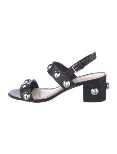 Pre-owned Cinq À Sept Leather Slingback Sandals In Black