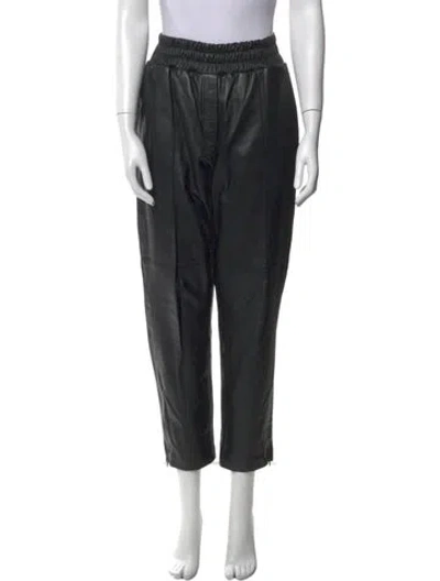 Pre-owned Cinq À Sept Leather Straight Leg Pants In Black