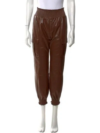 Pre-owned Cinq À Sept Leather Straight Leg Pants In Brown