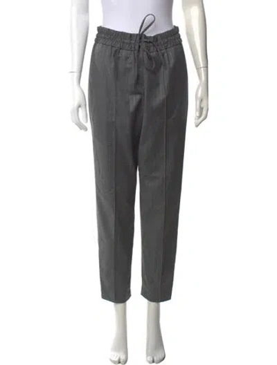 Pre-owned Cinq À Sept Leather Straight Leg Pants In Gray