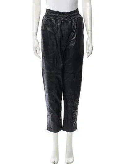 Pre-owned Cinq À Sept Leather Straight Leg Pants W/ Tags In Black