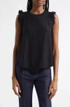 Cinq À Sept Lenore Ruffle Sleeve Silk Top In Black
