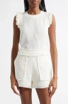 Cinq À Sept Tous Les Jours Lenore Crewneck Sleeveless Silk Top In Ivory