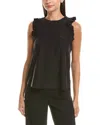 Cinq À Sept Cinq A Sept Lenore Ruffle Trimmed Silk Top In Black