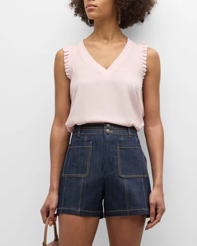 Cinq À Sept Lenore V-neck Sleeveless Top In Icy Pink
