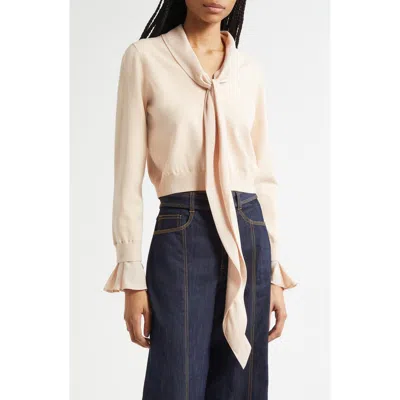 CINQ À SEPT CINQ À SEPT LENU TIE NECK CROP SWEATER