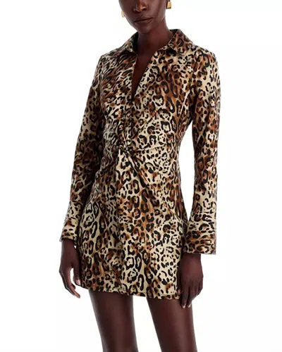 Cinq À Sept Leopard Denim Mckenna Dress In Brown