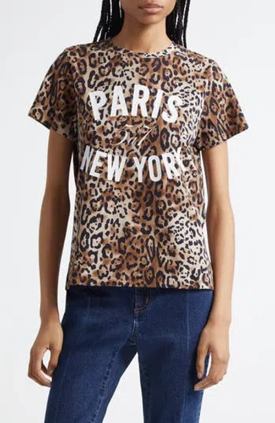 Cinq À Sept Leopard Paris Ny Graphic T-shirt In Brown