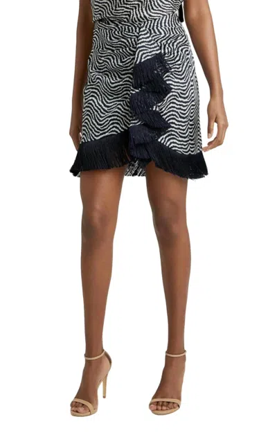 Cinq À Sept Lesly Zebra Skirt In Ivory/ Navy In Ivory/navy