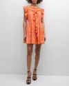 Cinq À Sept Cinq A Sept Letitia Summer Waves Dress In Pl Flmngo/ornge