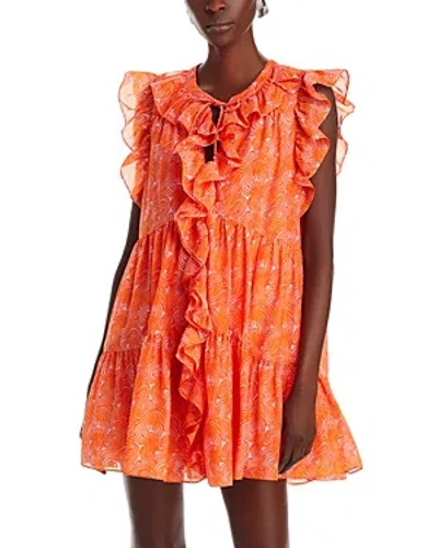 Cinq À Sept Cinq A Sept Letitia Summer Waves Dress In Pale Flamingo Orange