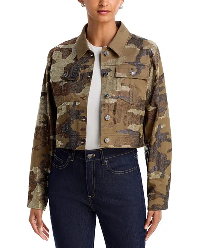 Cinq À Sept Cinq A Sept Lexie Cotton Stretch Embellished Camo Jacket In Multi