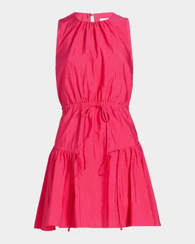 Cinq À Sept Leyla Taffeta Drawstring Tiered Sleeveless Mini Dress In Pink