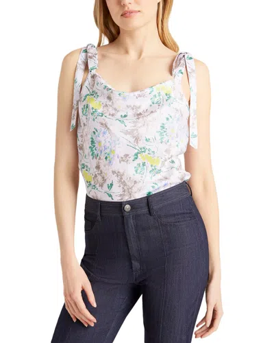 Cinq À Sept Light Washed Floral Tied Marta Cami In Multi