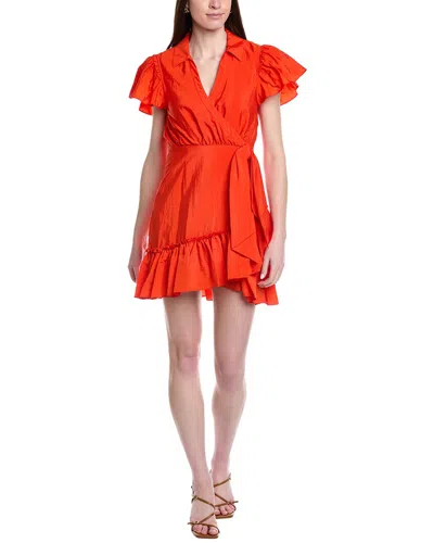 Cinq À Sept Lila Asymmetric Ruffle Taffeta Minidress In Orange