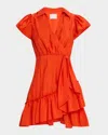 Cinq À Sept Lila Short-sleeve Mini Dress In Red
