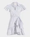 Cinq À Sept Lila Stripe Wrap Dress In White